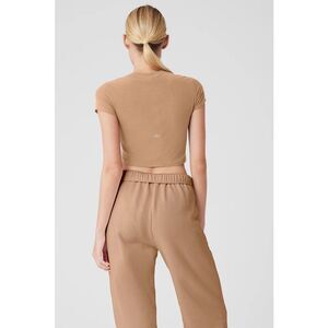 Alo Ribbed Sea Coast Cropped Short Sleeve T-Shirt Size S